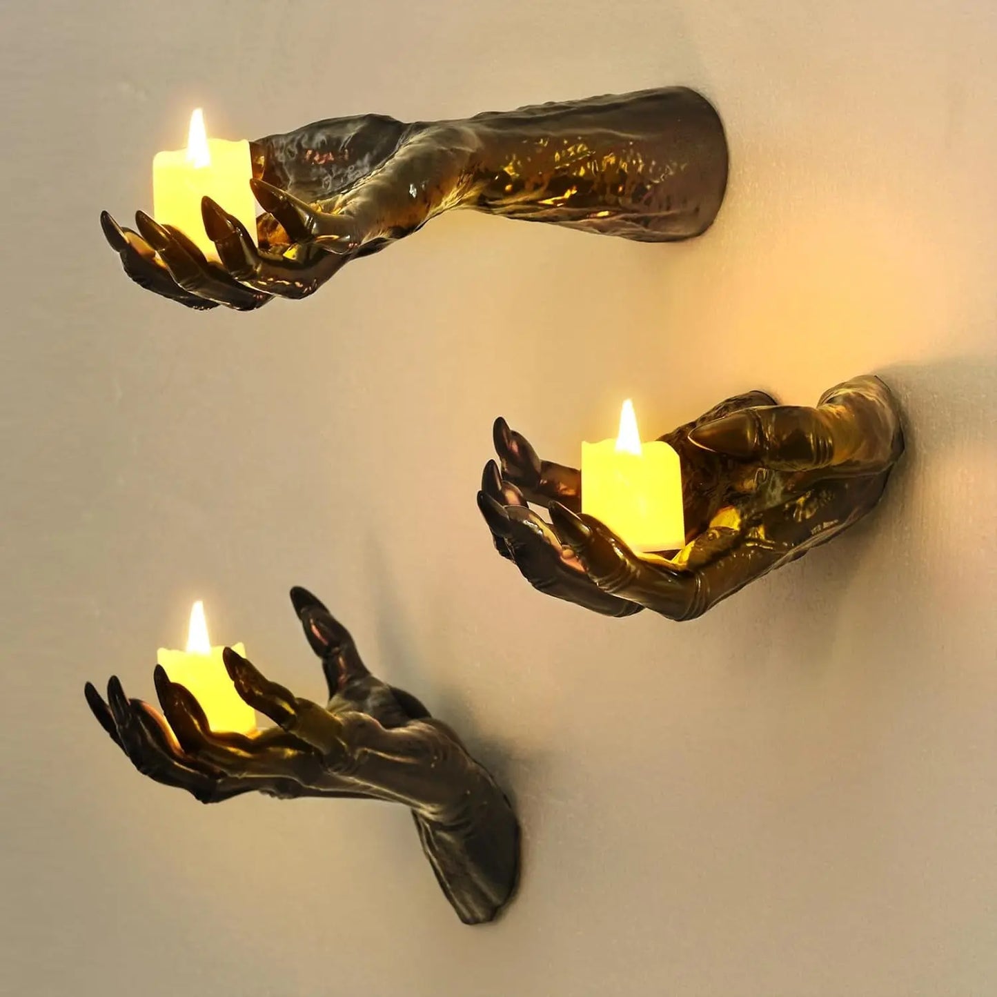 Gothic Wall Hands with LED Candles