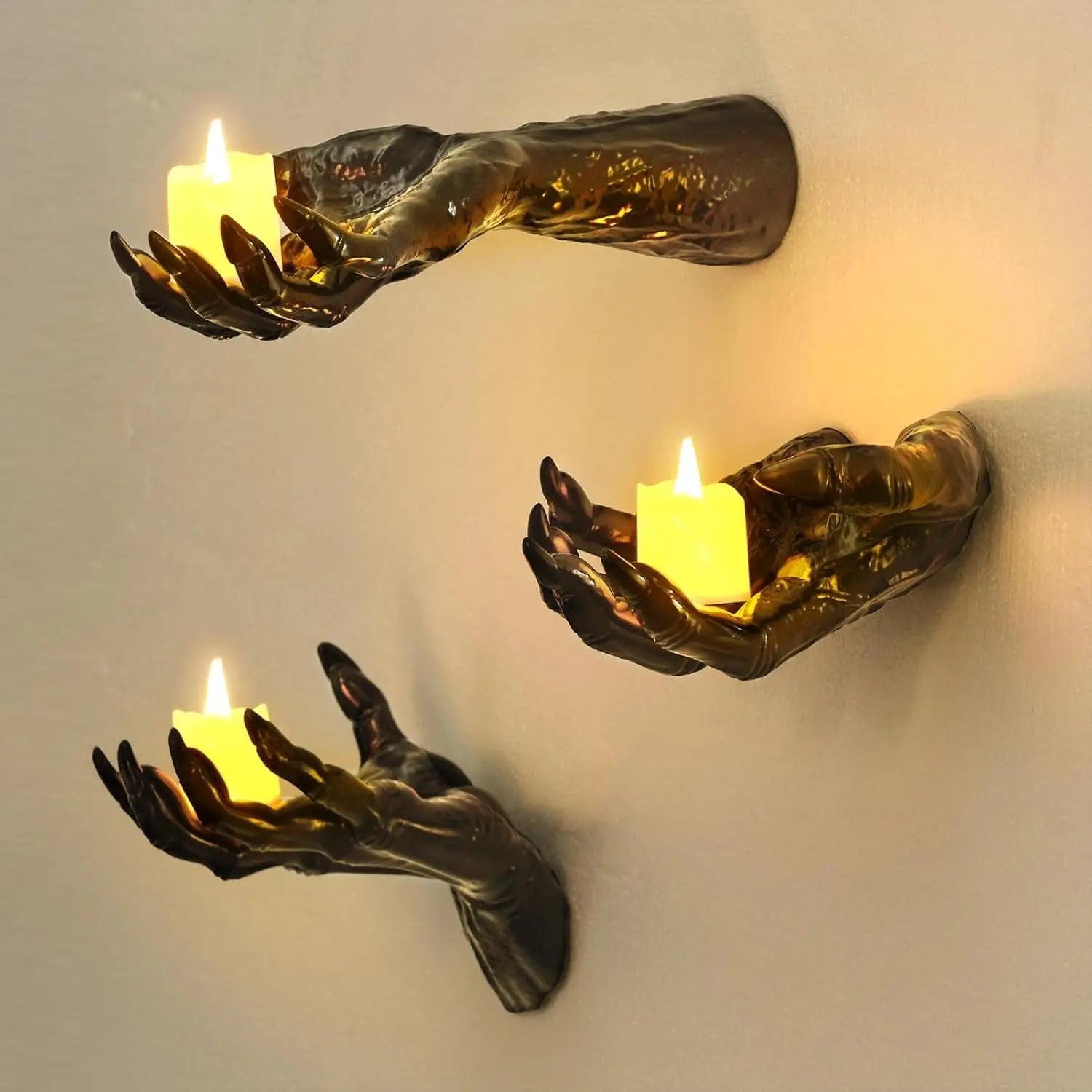 Gothic Wall Hands with LED Candles