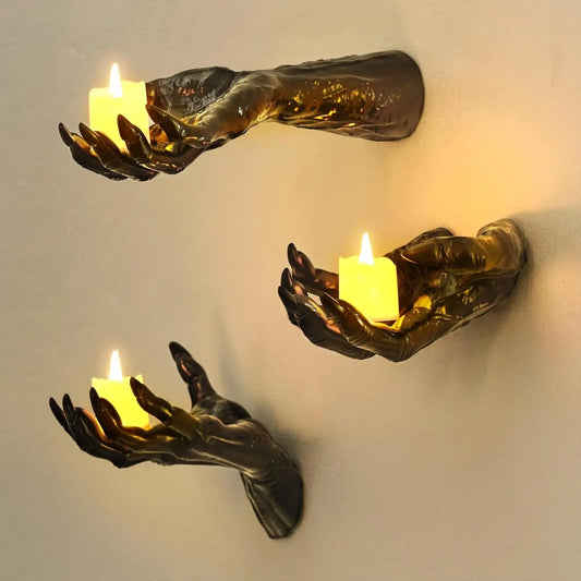Gothic Wall Hands with LED Candles