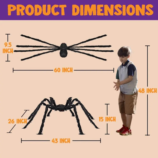 Halloween Outdoor Decorations Giant Spider, 5 Ft Large Spider for Yard Lawn Garden Patio Scary Halloween outside Decor, Indoor Haunted House Prop and Home Party Decor, Black