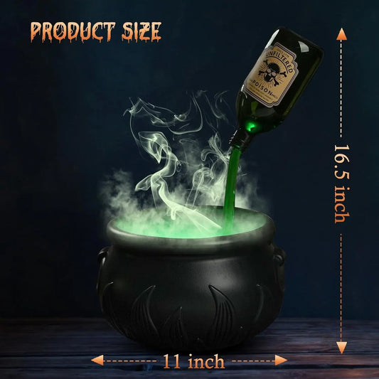 Halloween Decorations Indoor - DIY Floating Potion Set with Witches Cauldron and Mist Maker - Spooky Vintage Black Plastic Bowl Hocus Pocus Party Decor for Home Table Mantel Kitchen Room