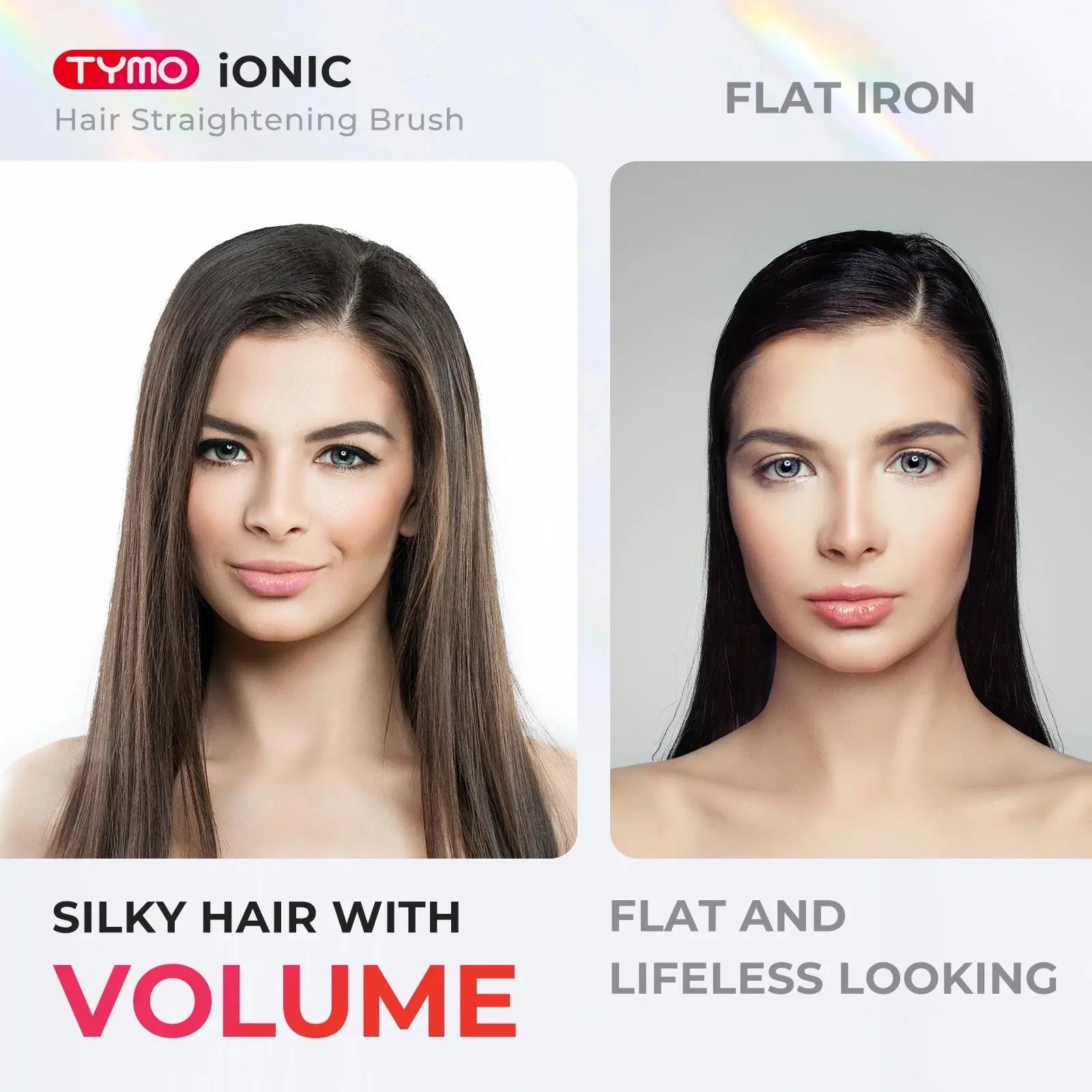 TYMO Ionic Hair Straightener Brush – 16 Temp Settings, LED Display, Flat Iron Comb, Dual Voltage, Anti-Scald