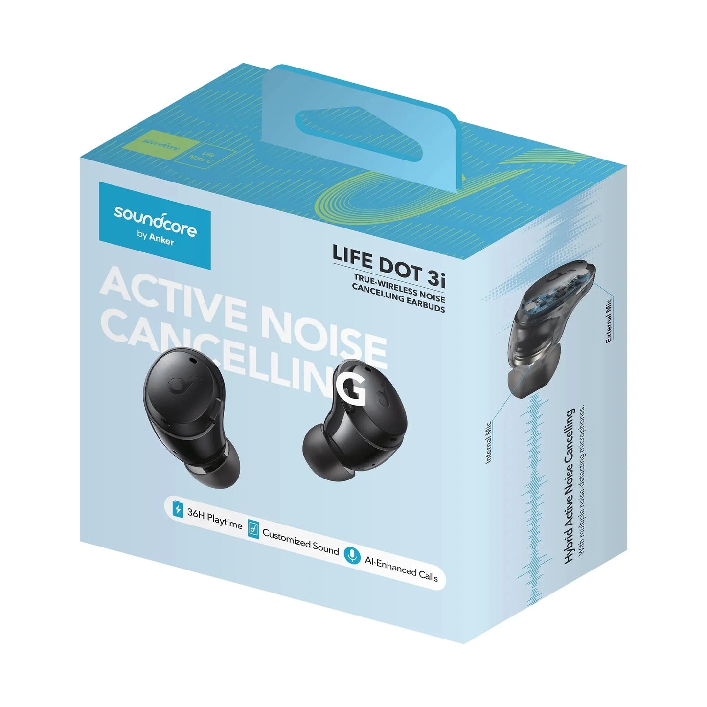 Life Dot 3i Wireless Earbuds | Noise Cancelling, 36H Playtime, IPX5 Waterproof – Black