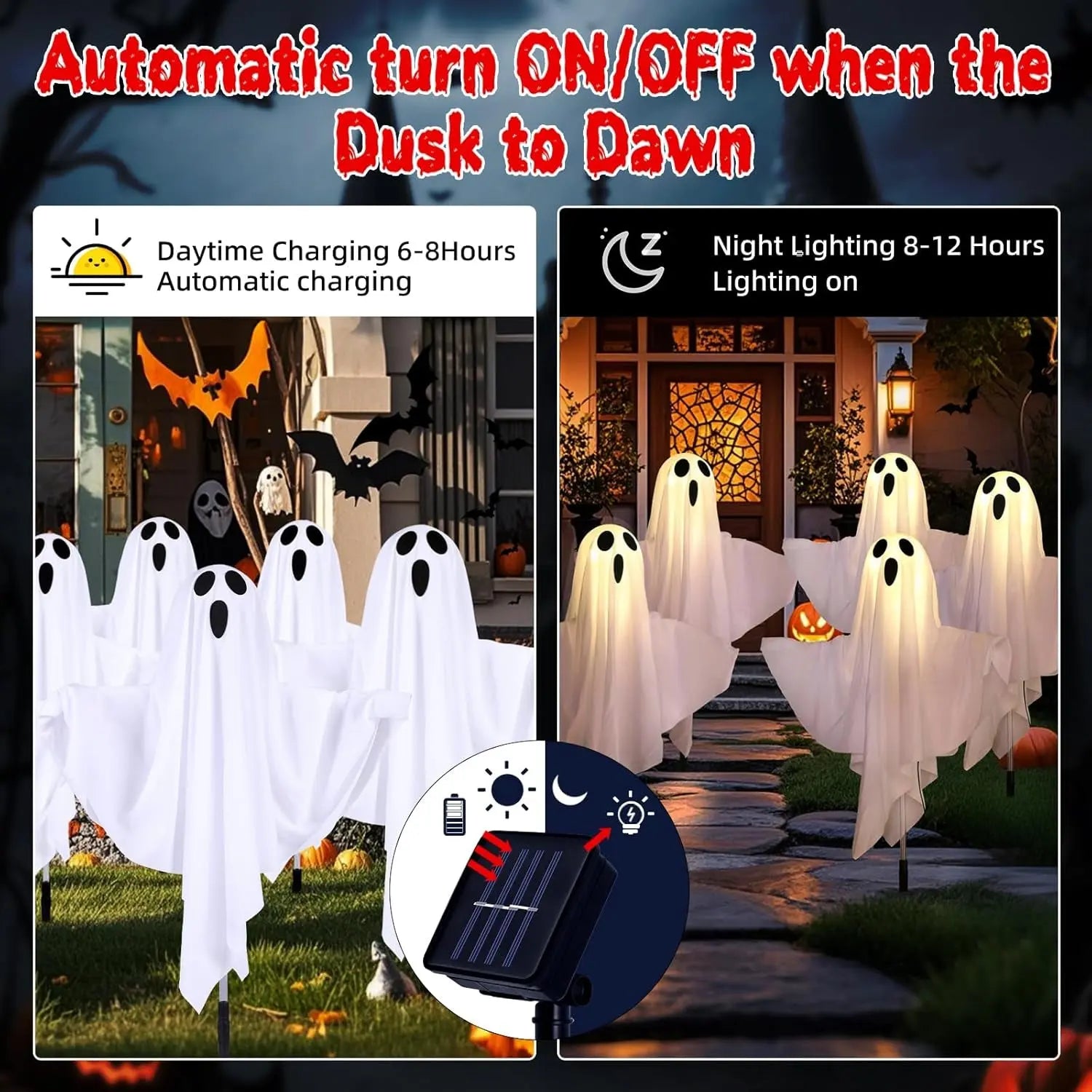Solar Ghost Lights Halloween Decor (Set of 5)