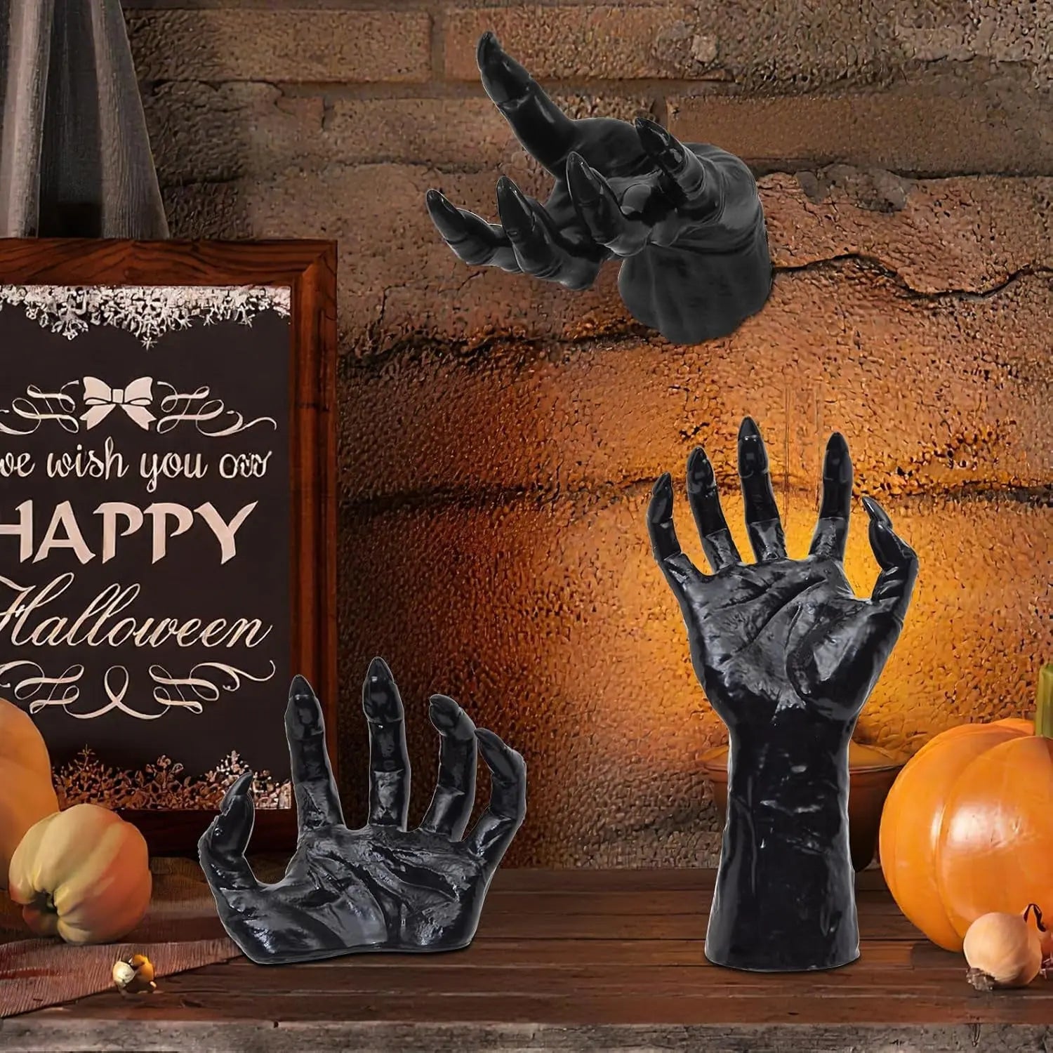 Gothic Wall Hands with LED Candles