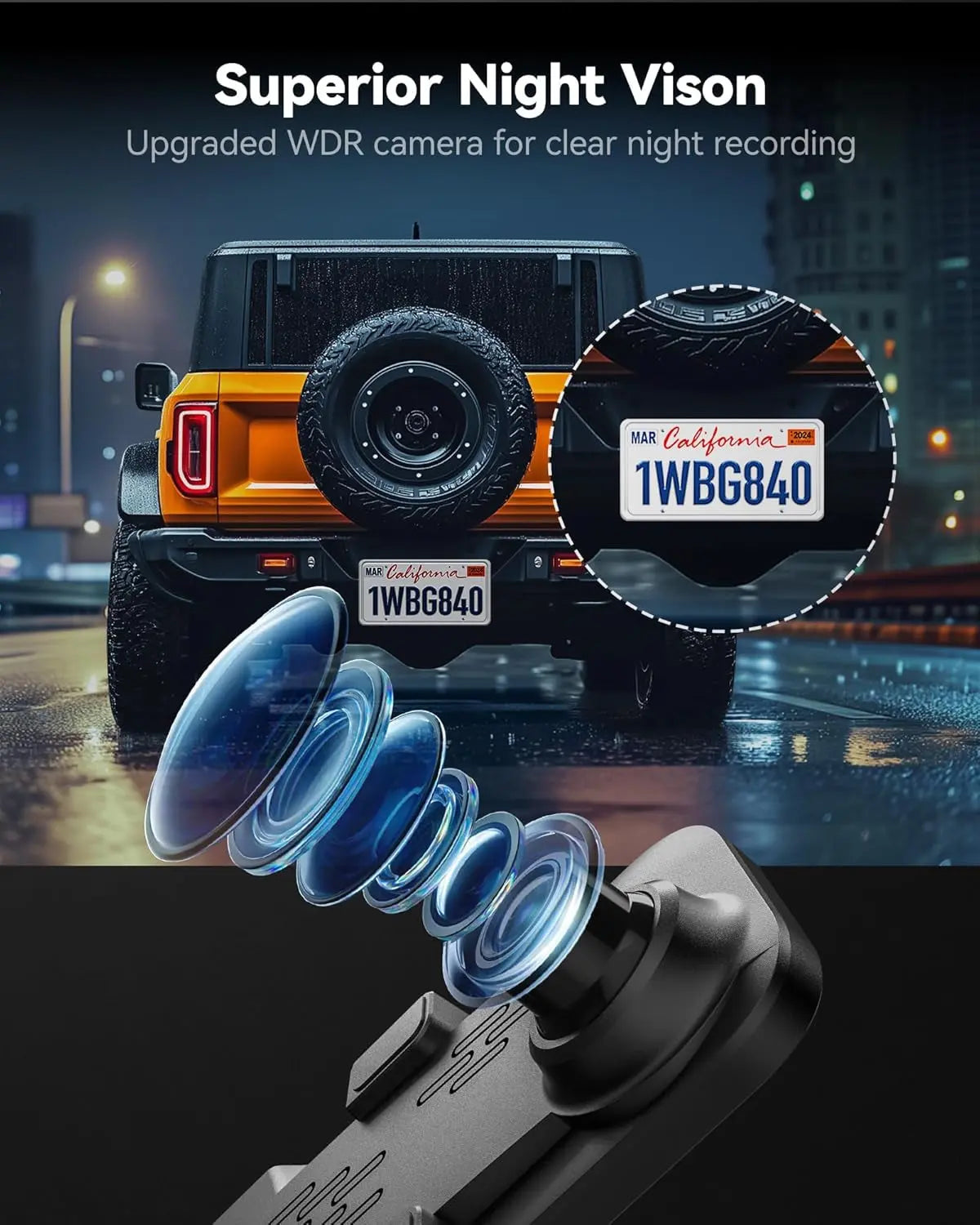 G840S 12" 4K Mirror Dash Cam – Dual Front and Rear Backup Camera with Night Vision, GPS, 5.8GHz WiFi, Parking Assist, Smart Rearview Mirror for Cars & Trucks, 32GB Card Included