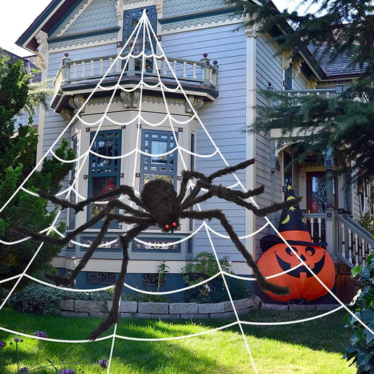 Optimized Title Giant Spider & Web Halloween Decor