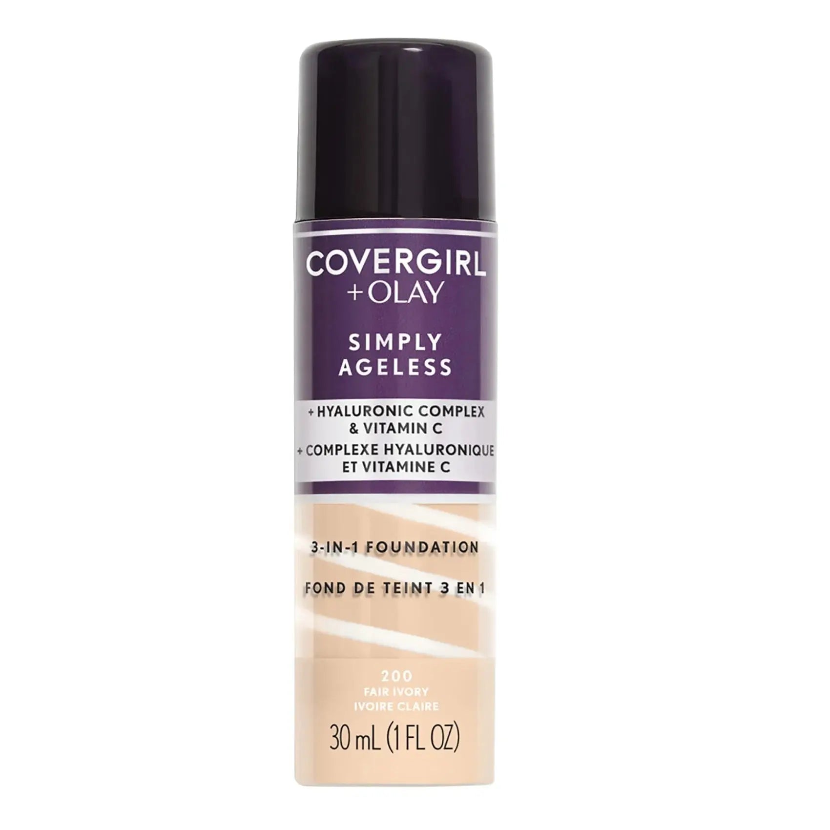 OLAY Simply Ageless 3-in-1 Liquid Foundation, 225 Buff Beige – Hydrating Anti-Aging Makeup, Smooth Coverage, 1 Fl Oz