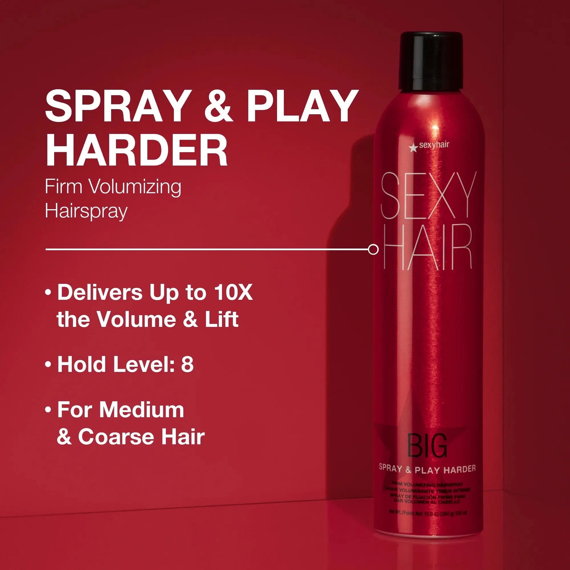 Big Sexy Hair Spray & Play Harder Firm Volumizing Hairspray 10Oz – Super Hold, Maximum Volume & Shine