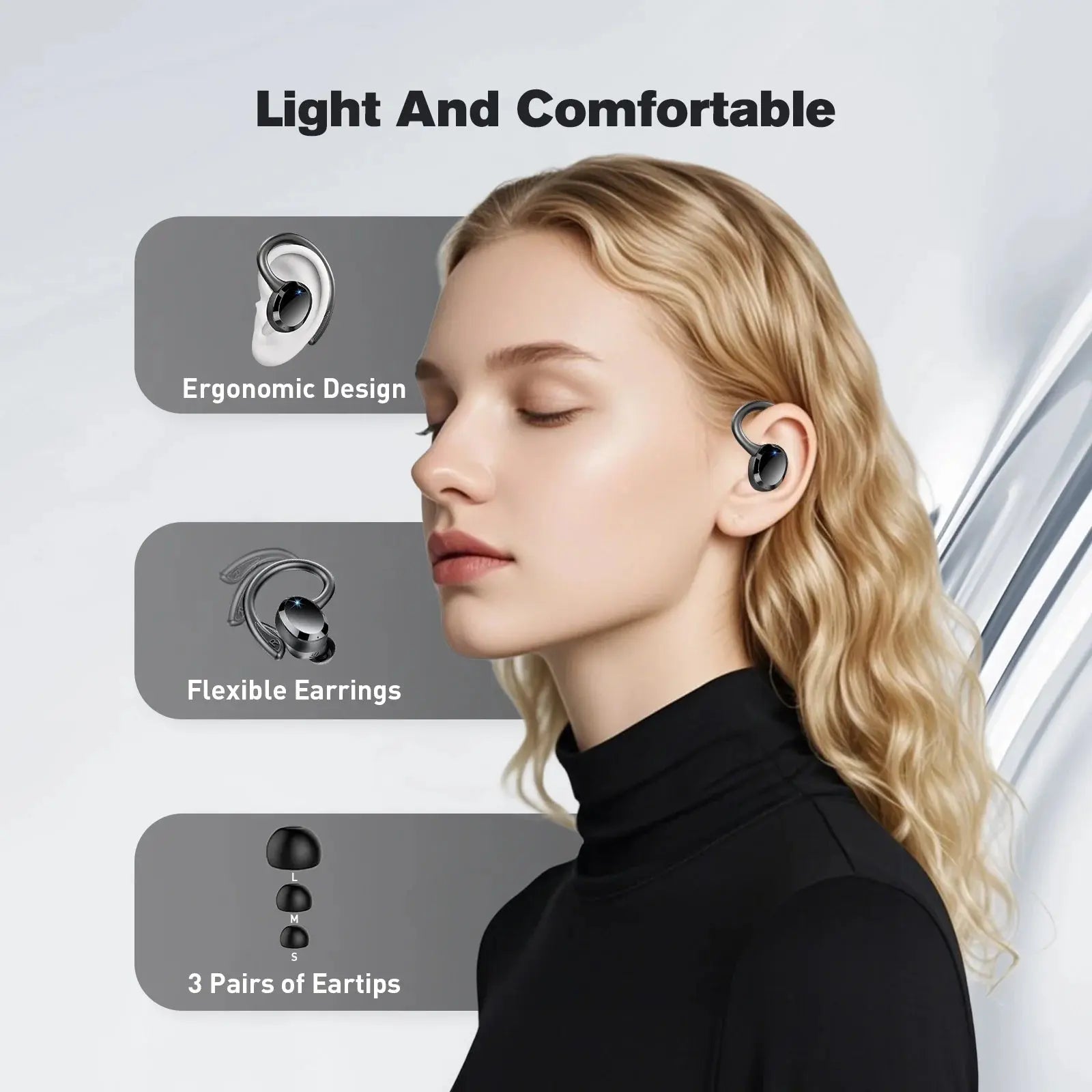 ETEPEHI Wireless Earbuds – Bluetooth 5.3 Earhooks, ENC Mic, 48H Playtime, IP7 Waterproof