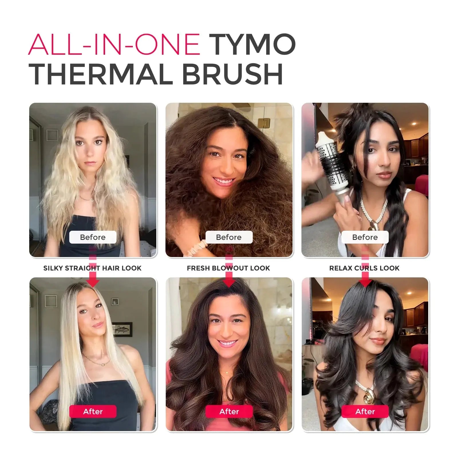 STYLUX 3-in-1 Thermal Hair Brush – Blowouts, Curling & Straightening, 1.7" Ceramic, Dual Voltage